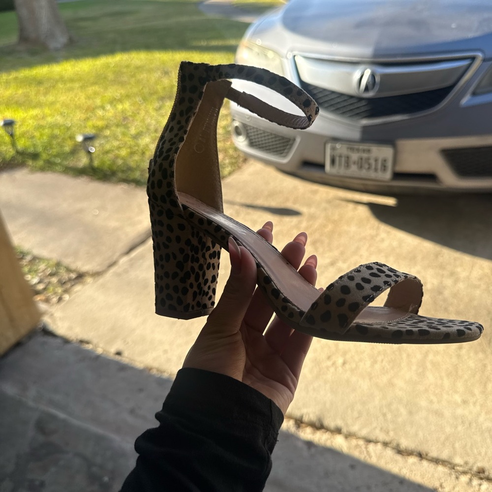 Leopard Print Ankle Strap Block Heels
